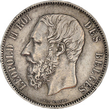 Moneta, Belgio, Leopold II, 5 Francs, 5 Frank, 1873, BB, Argento, KM:24