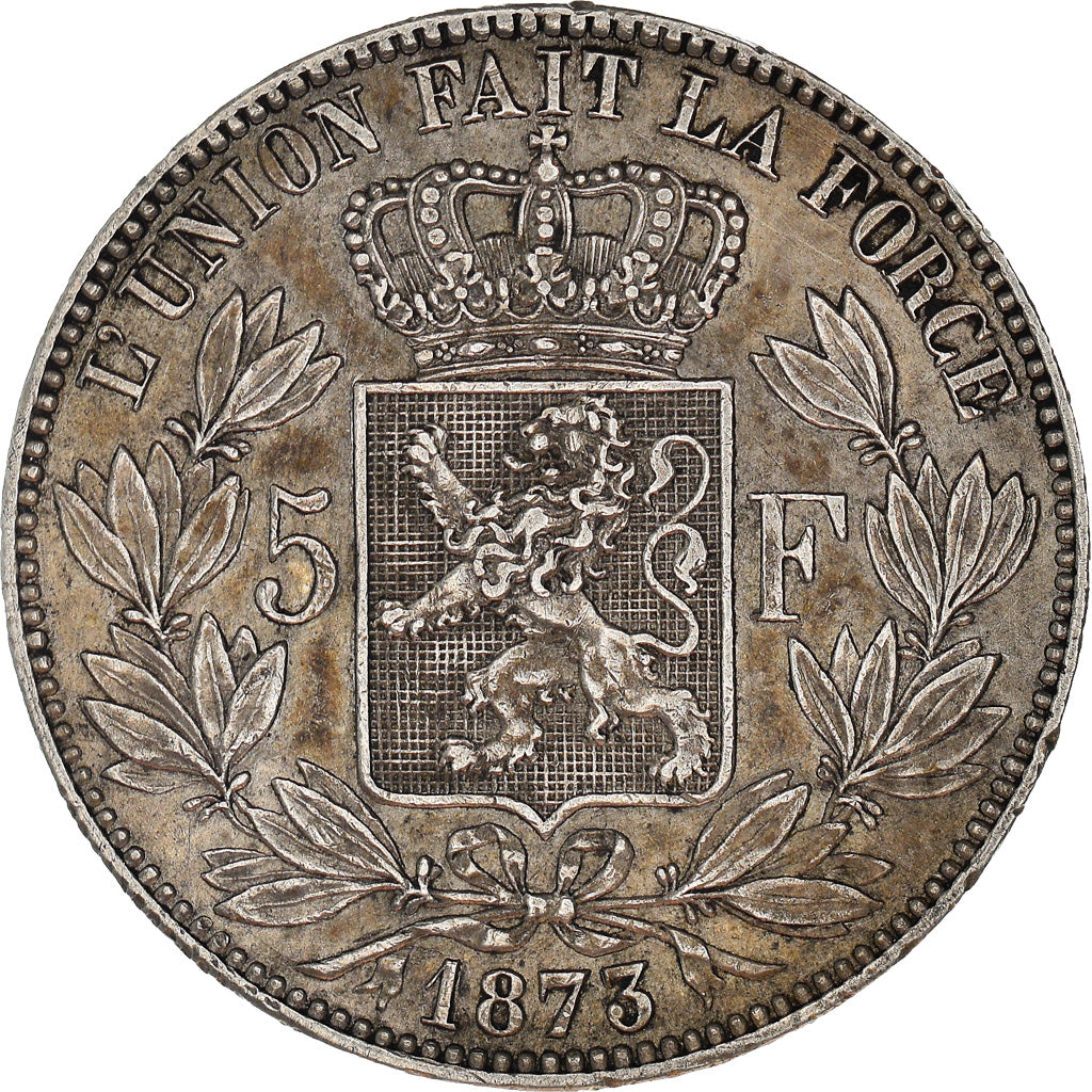 Moneta, Belgio, Leopold II, 5 Francs, 5 Frank, 1873, BB, Argento, KM:24