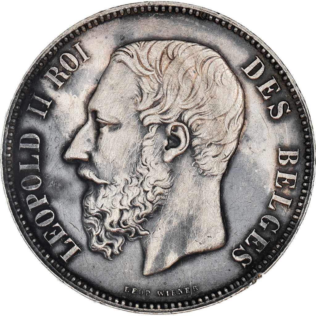 Coin, Belgium, Leopold II, 5 Francs, 5 Frank, 1875, EF(40-45), Silver, KM:24