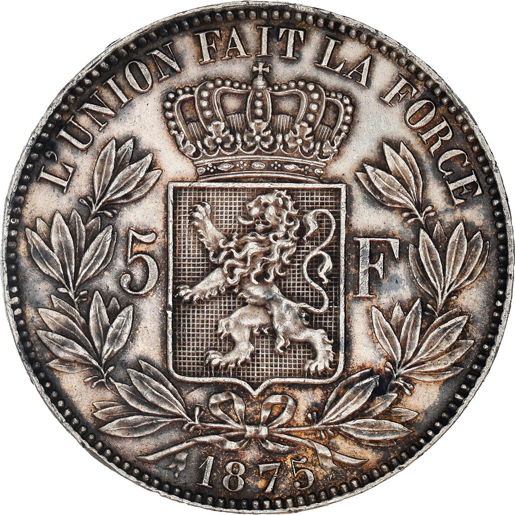 Coin, Belgium, Leopold II, 5 Francs, 5 Frank, 1875, EF(40-45), Silver, KM:24