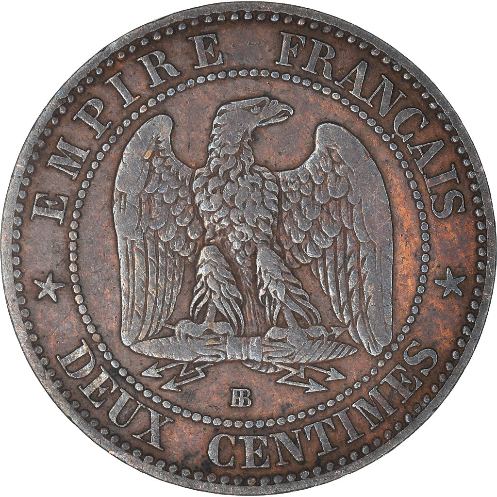 Coin, France, Napoléon III, 2 Centimes, 1856, Strasbourg, VF(30-35), Bronze