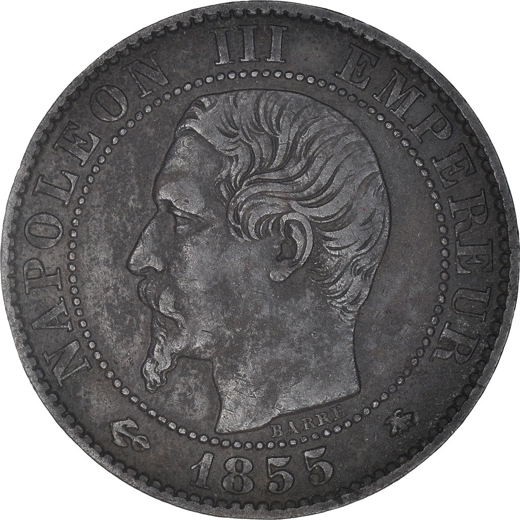 Moneta, Francia, Napoléon III, 5 Centimes, 1855, Strasbourg, MB+, Bronzo