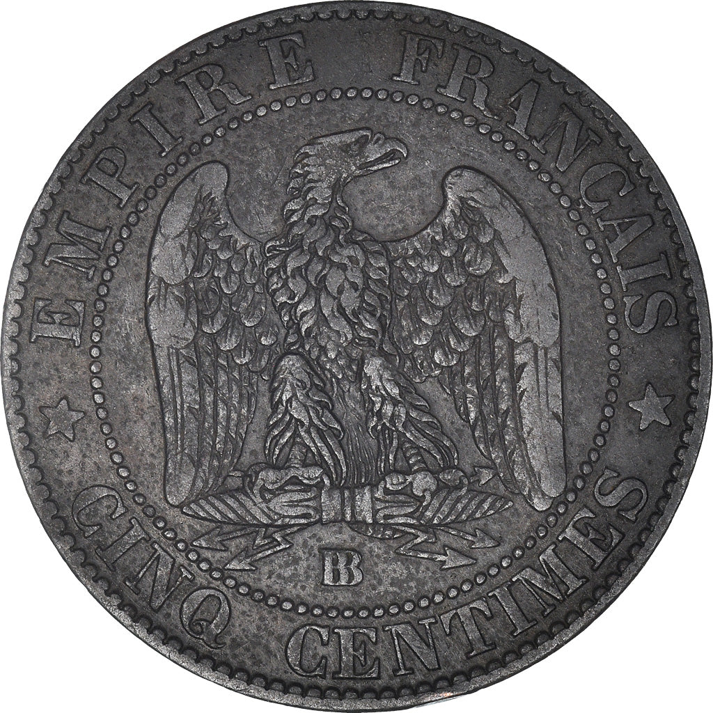 Moneta, Francia, Napoléon III, 5 Centimes, 1855, Strasbourg, MB+, Bronzo