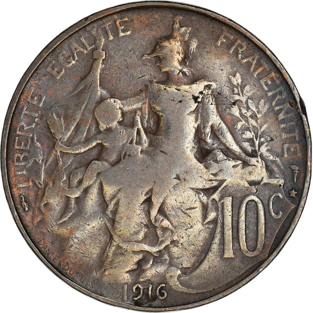 Coin, France, Dupuis, 10 Centimes, 1916, Paris, Etoile, VF(30-35), Bronze