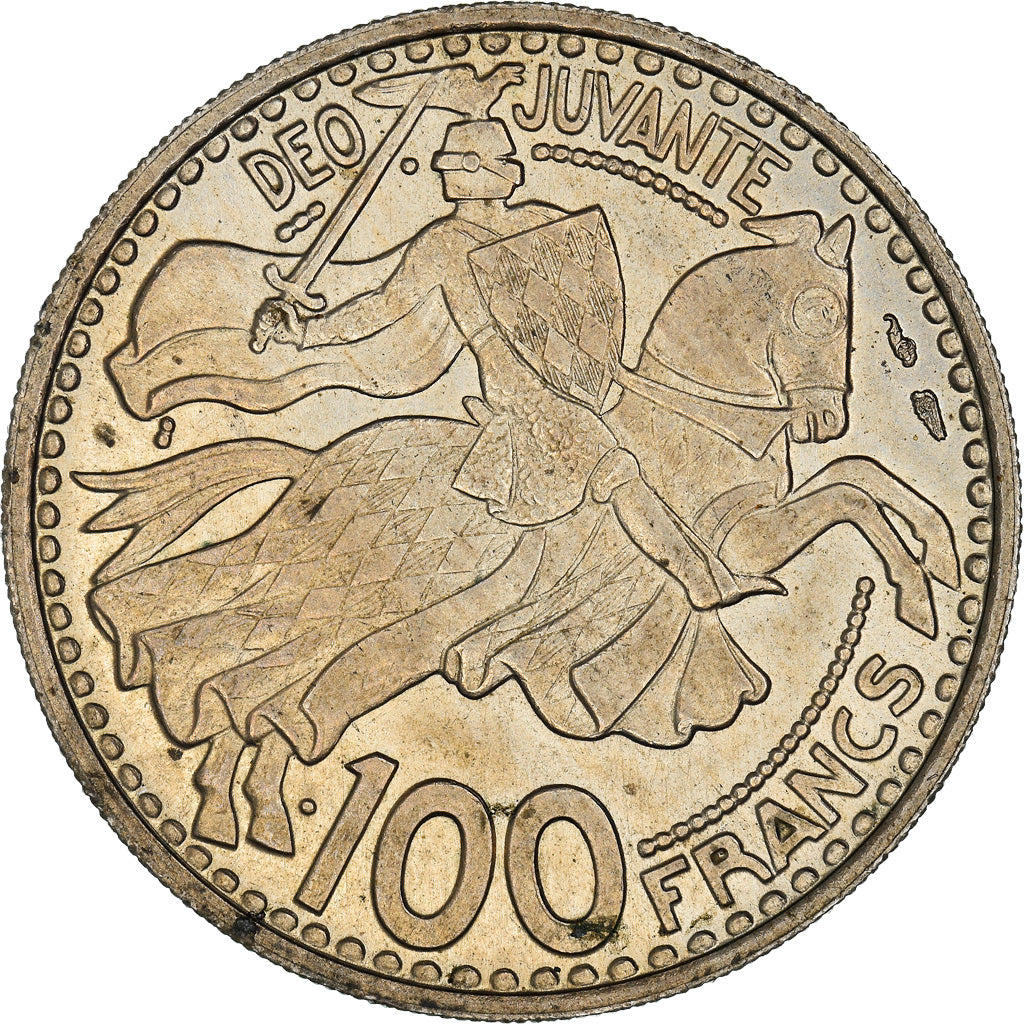 Coin, Monaco, Rainier III, 100 Francs, Cent, 1950, AU(50-53), Copper-nickel