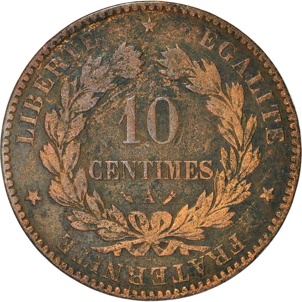 Moneta, Francia, Cérès, 10 Centimes, 1885, Paris, MB+, Bronzo, KM:815.1