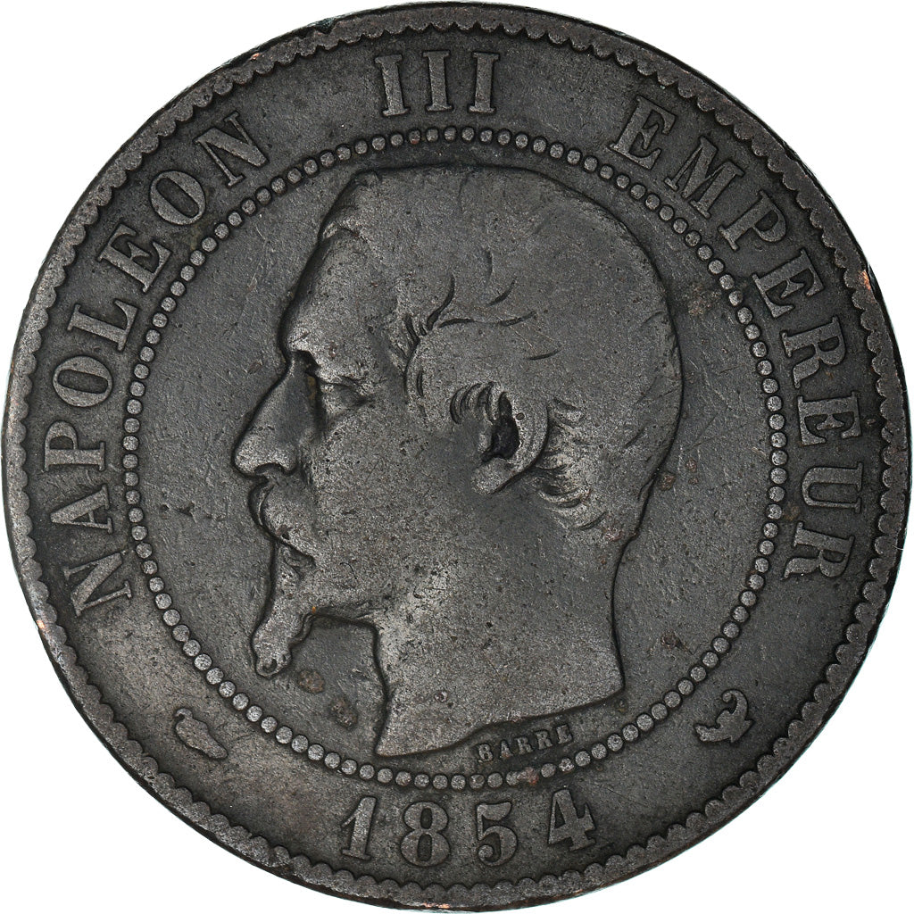 Moneta, Francia, Napoléon III, 10 Centimes, 1854, Lille, MB, Bronzo, KM:771.7