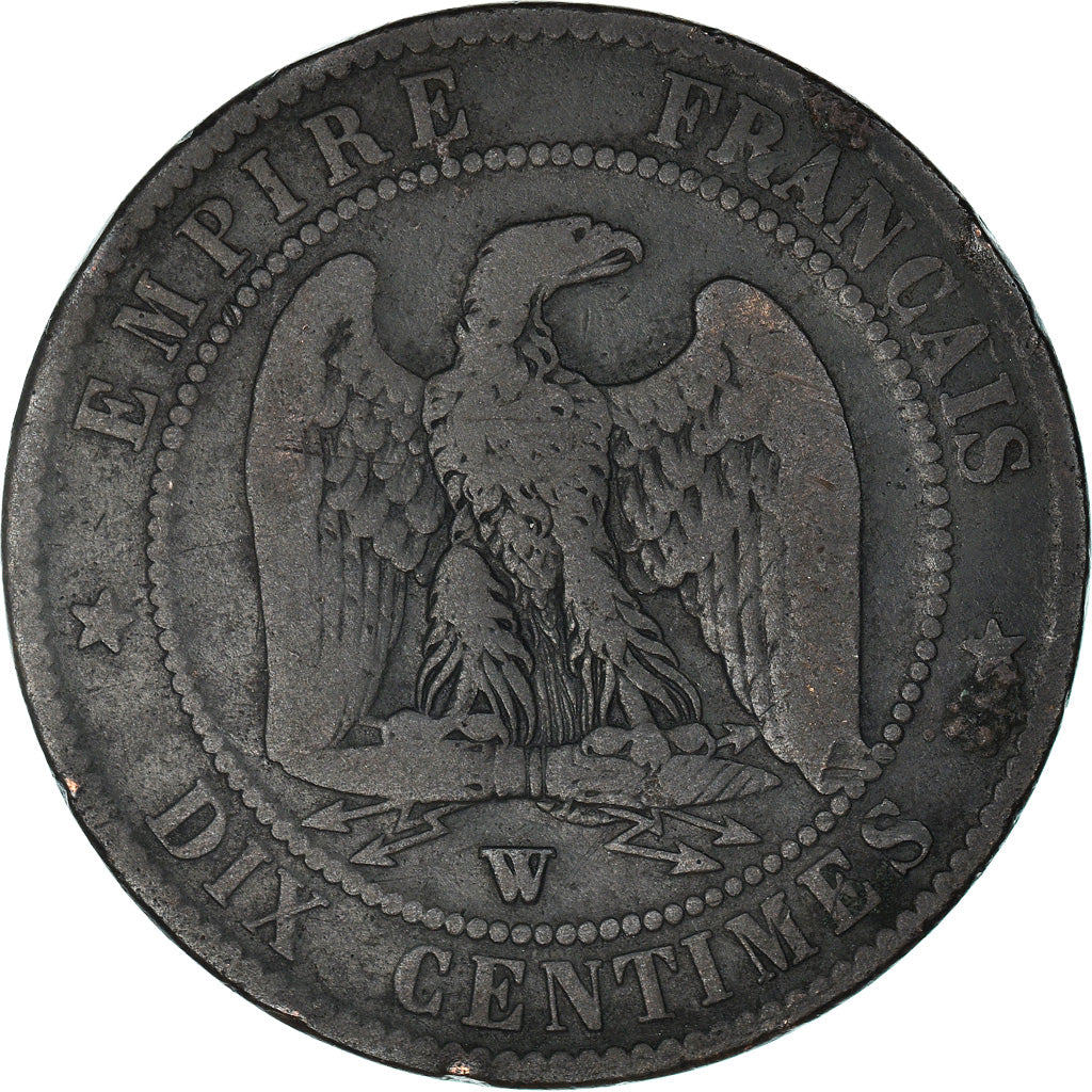 Moneta, Francia, Napoléon III, 10 Centimes, 1854, Lille, MB, Bronzo, KM:771.7