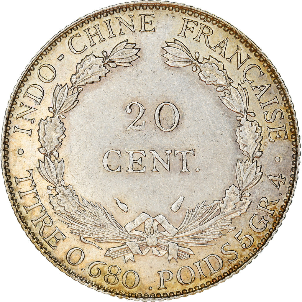Coin, FRENCH INDO-CHINA, 20 Cents, 1937, Paris, AU(55-58), Silver, KM:17.2