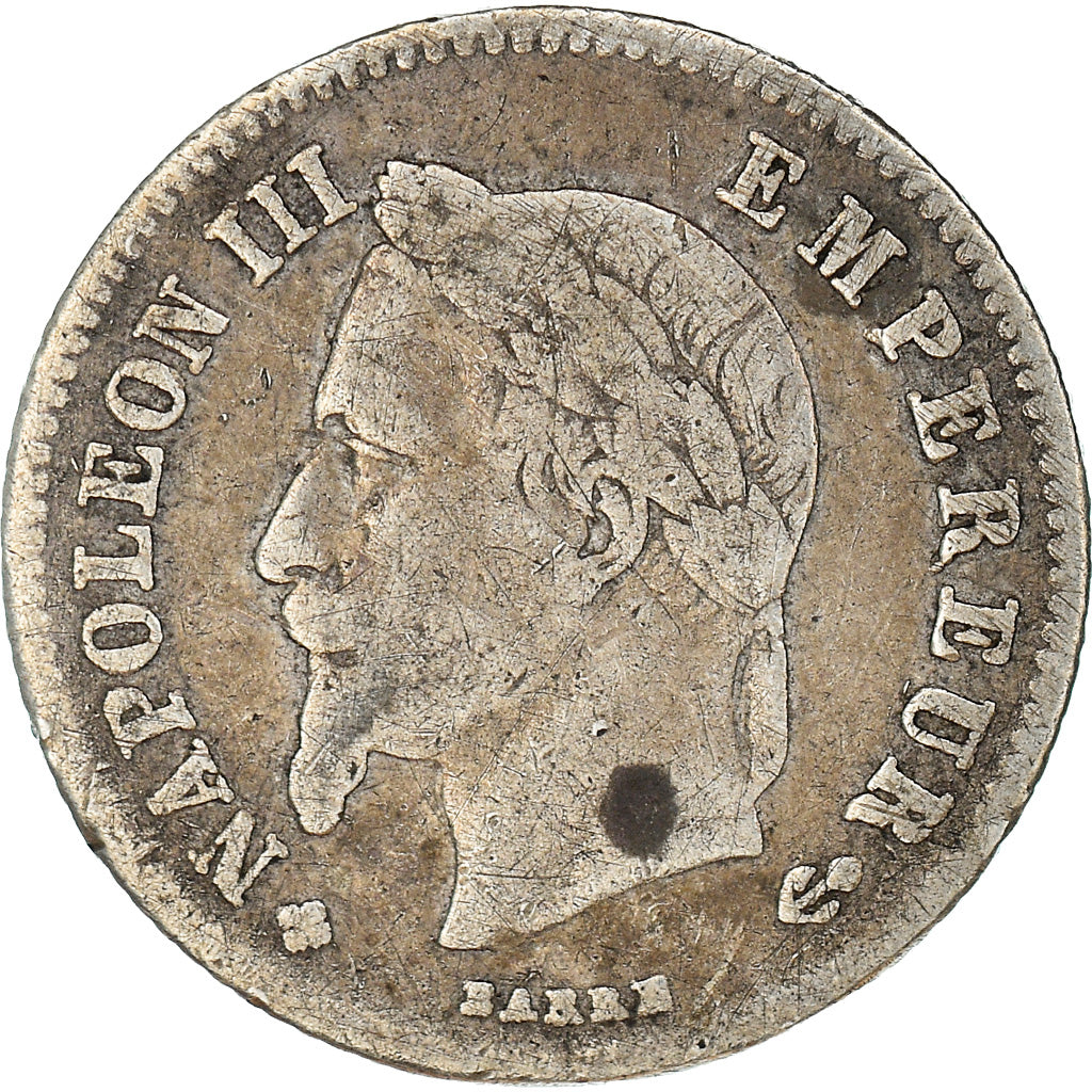 Moneda, Francia, Napoléon III, 20 Centimes, 1866, Strasbourg, BC+, Plata