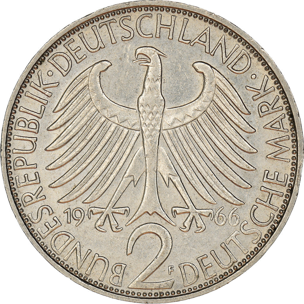 Coin, GERMANY - FEDERAL REPUBLIC, 2 Mark, 1966, Stuttgart, AU(50-53)