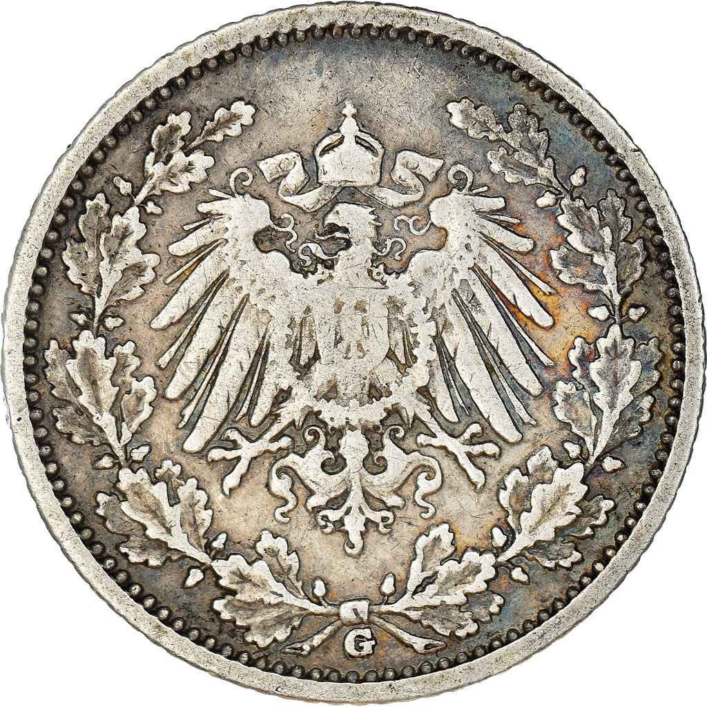 Moneta, GERMANIA - IMPERO, 1/2 Mark, 1905, Karlsruhe, BB, Argento, KM:17