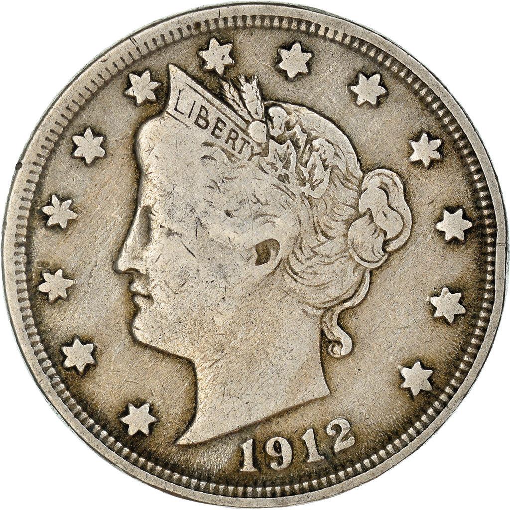 Monnaie, États-Unis, Liberty Nickel, 5 Cents, 1912, Philadelphie, TTB