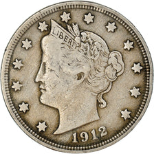 Monnaie, États-Unis, Liberty Nickel, 5 Cents, 1912, Philadelphie, TTB