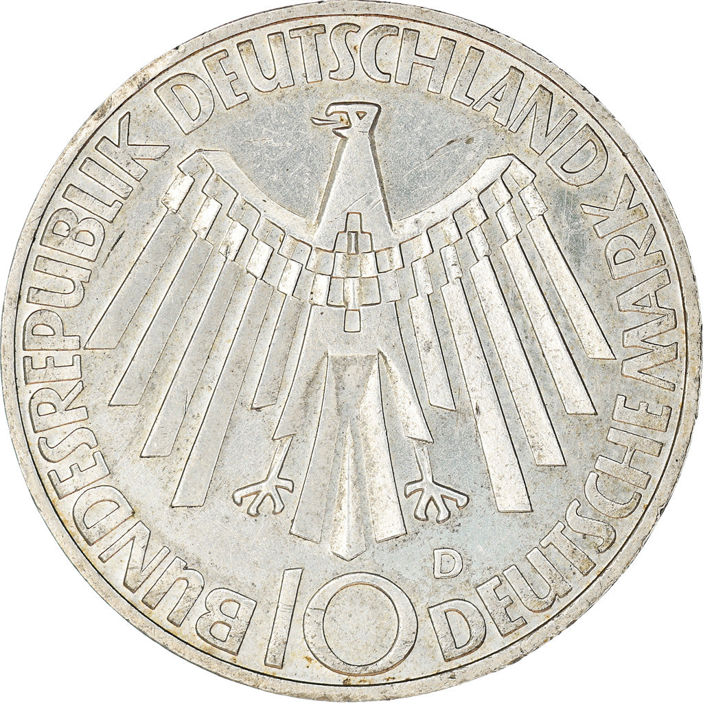 Munten, Federale Duitse Republiek, 10 Mark, 1972, Munich, PR, Zilver, KM:130