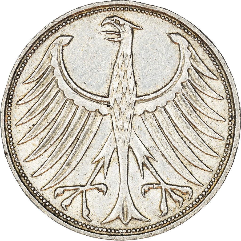 Moneta, Niemcy - RFN, 5 Mark, 1966, Hambourg, AU(50-53), Srebro, KM:112.1