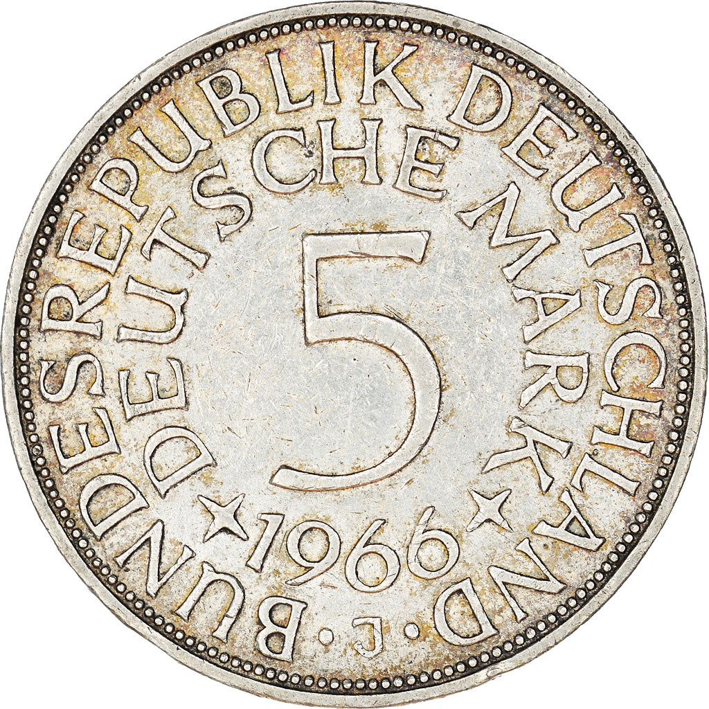 Moneta, Niemcy - RFN, 5 Mark, 1966, Hambourg, AU(50-53), Srebro, KM:112.1