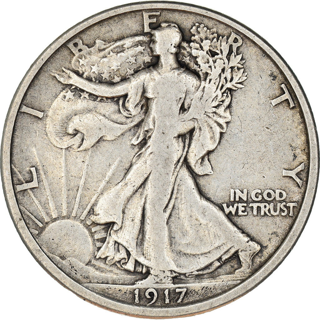 Coin, United States, Liberty Walking, Half Dollar, 1917, Philadelphia