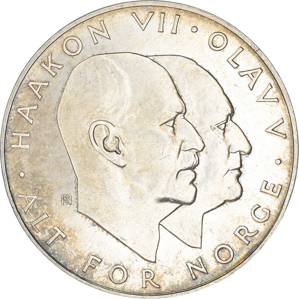 Coin, Norway, Olav V, 25 Kroner, 1970, AU(55-58), Silver, KM:414