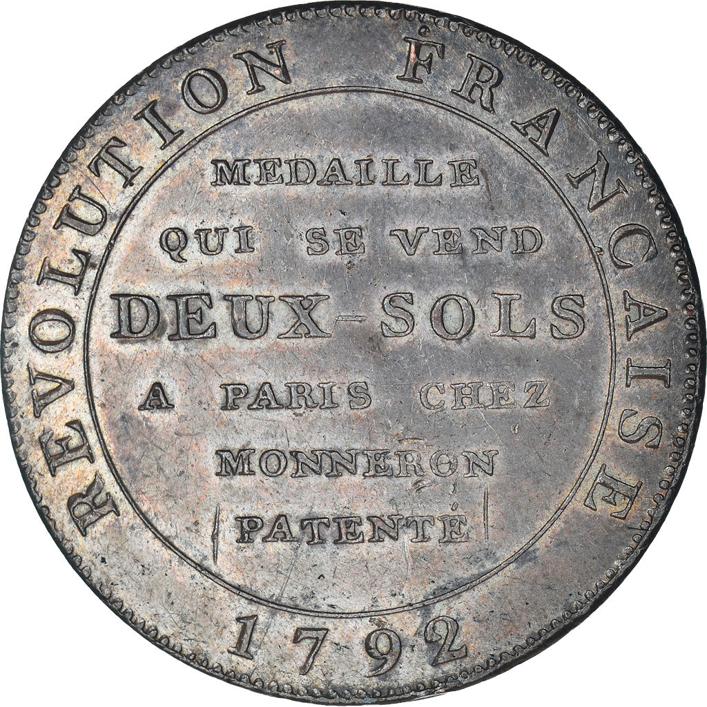 Munten, Frankrijk, Monneron de 2 Sols, 1792, Birmingham, PR, Bronzen, KM:Tn26