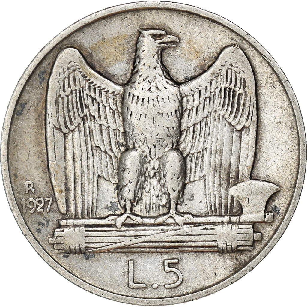 Moneta, Italia, Vittorio Emanuele III, 5 Lire, 1927, Rome, BB, Argento, KM:67.1