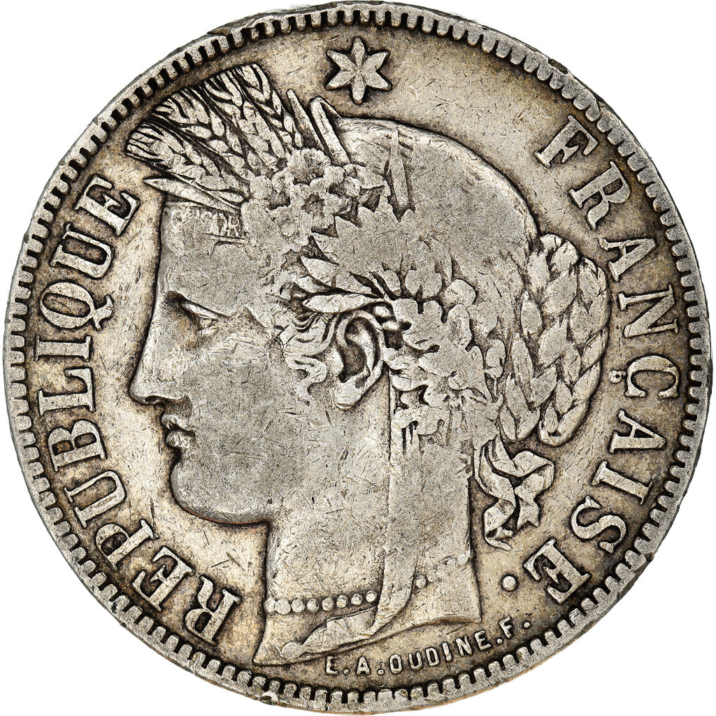 Coin, France, Cérès, 5 Francs, 1871, Bordeaux, VF(30-35), Silver, KM:818.2