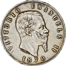 Coin, Italy, Vittorio Emanuele II, 5 Lire, 1870, Milan, AU(50-53), Silver