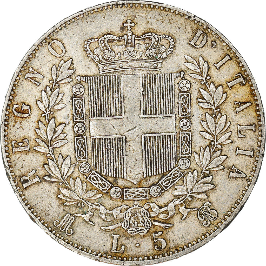 Coin, Italy, Vittorio Emanuele II, 5 Lire, 1870, Milan, AU(50-53), Silver
