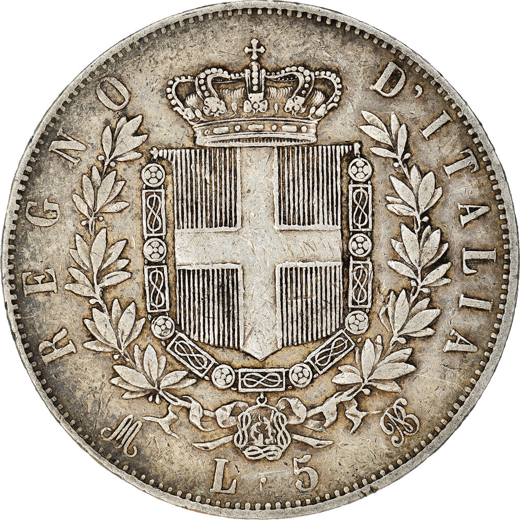 Moeda, Itália, Vittorio Emanuele II, 5 Lire, 1874, Milan, VF(30-35), Prata