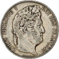 Moneta, Francia, Louis-Philippe, 5 Francs, 1845, Lille, BB, Argento, KM:749.13