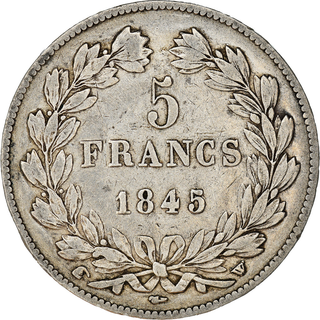 Moneta, Francia, Louis-Philippe, 5 Francs, 1845, Lille, BB, Argento, KM:749.13