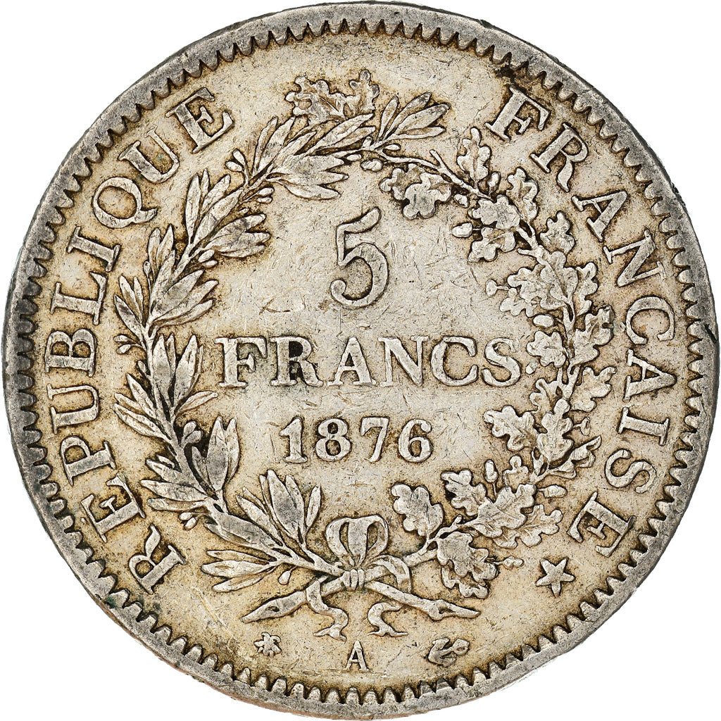 Moneta, Francia, Hercule, 5 Francs, 1876, Paris, BB, Argento, KM:820.1