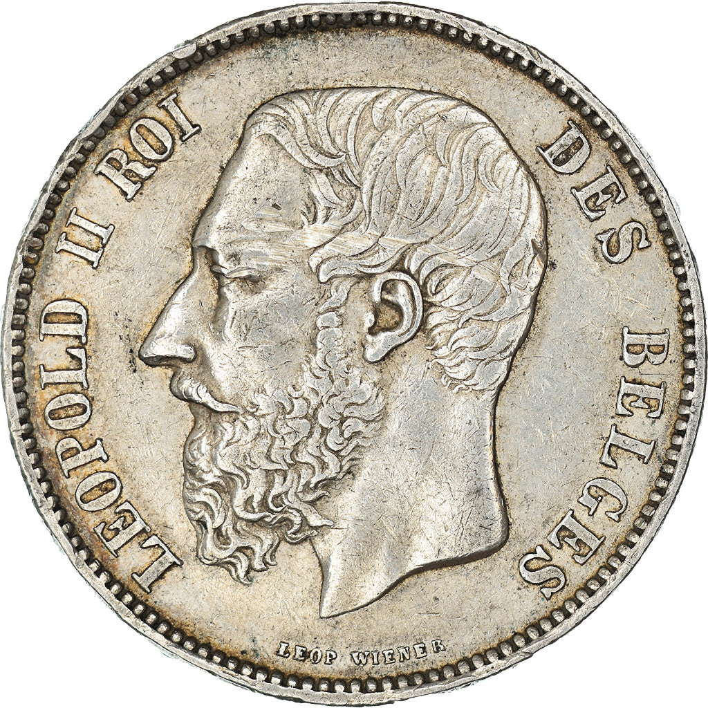 Coin, Belgium, Leopold II, 5 Francs, 5 Frank, 1867, EF(40-45), Silver, KM:24