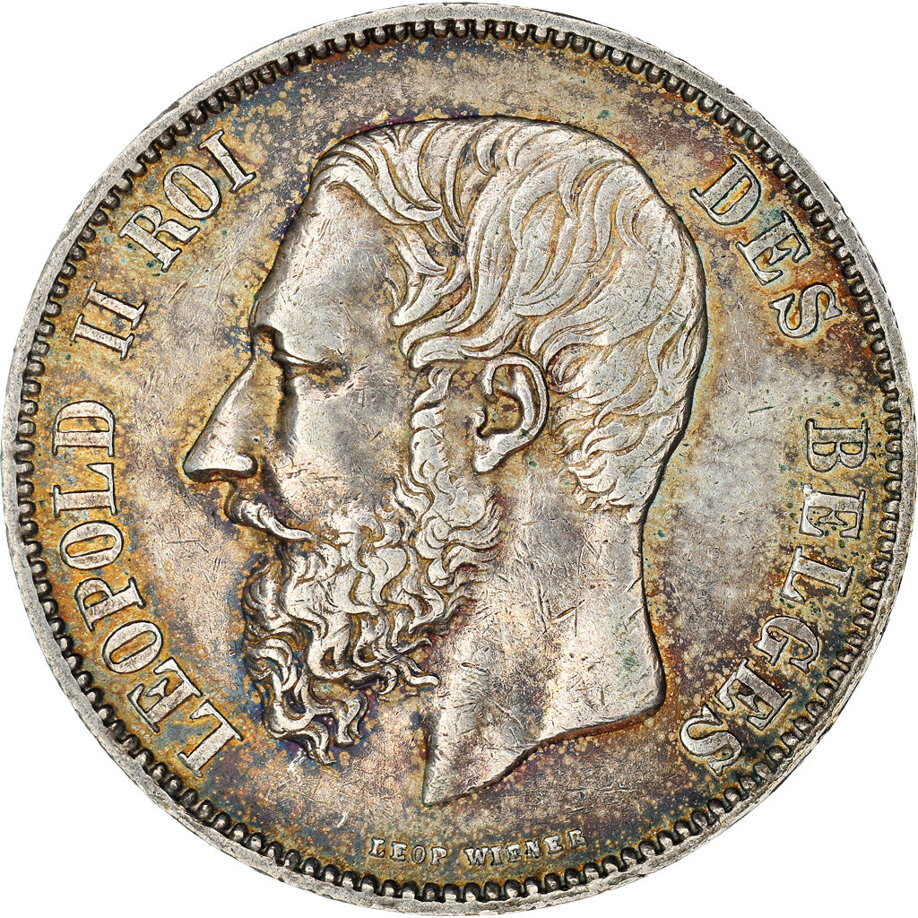Coin, Belgium, Leopold II, 5 Francs, 5 Frank, 1868, EF(40-45), Silver, KM:24