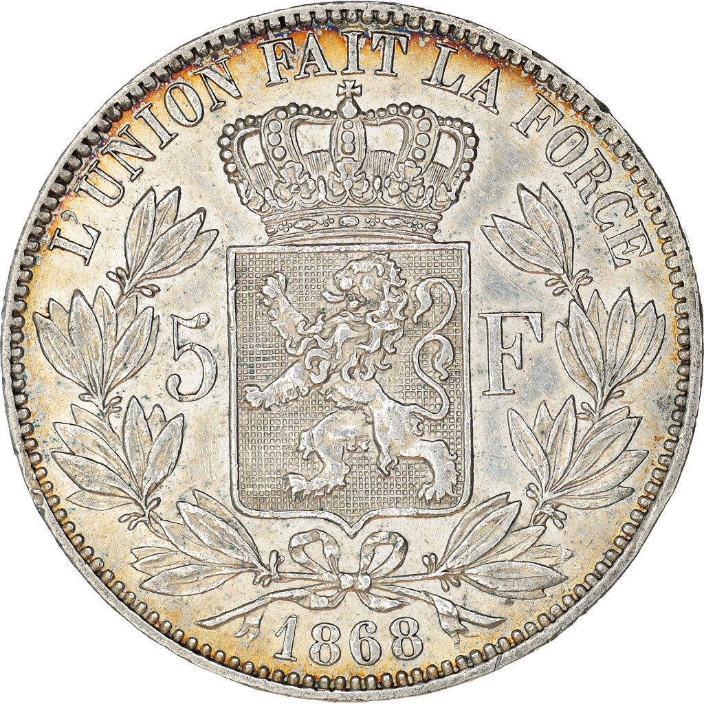 Coin, Belgium, Leopold II, 5 Francs, 5 Frank, 1868, EF(40-45), Silver, KM:24