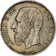 Moneta, Belgia, Leopold II, 5 Francs, 5 Frank, 1870, AU(50-53), Srebro, KM:24