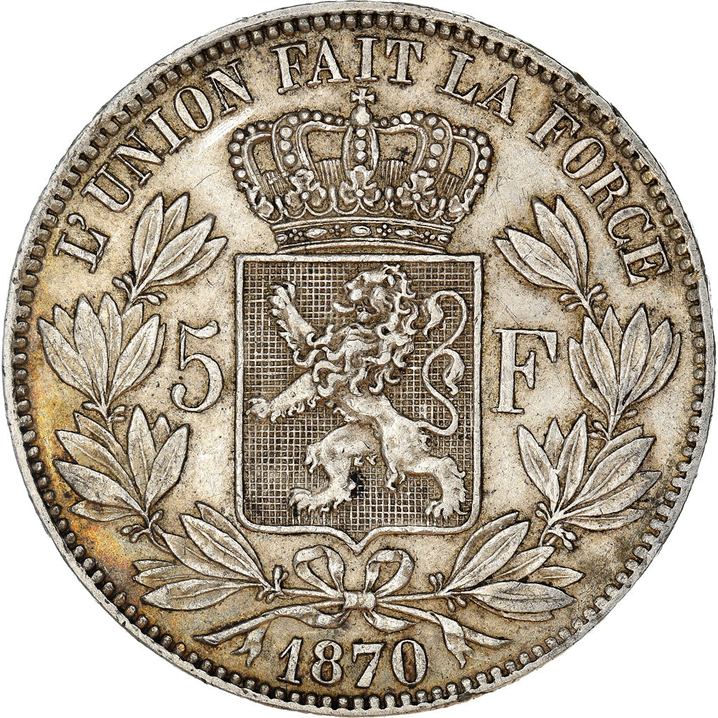 Coin, Belgium, Leopold II, 5 Francs, 5 Frank, 1870, AU(50-53), Silver, KM:24