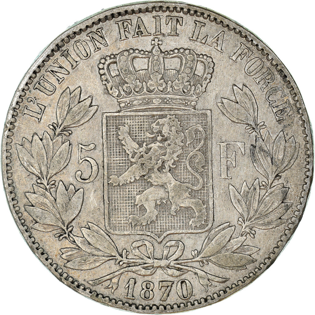 Coin, Belgium, Leopold II, 5 Francs, 5 Frank, 1870, VF(30-35), Silver, KM:24