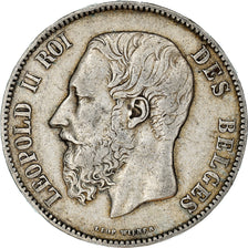 Münze, Belgien, Leopold II, 5 Francs, 5 Frank, 1872, S+, Silber, KM:24