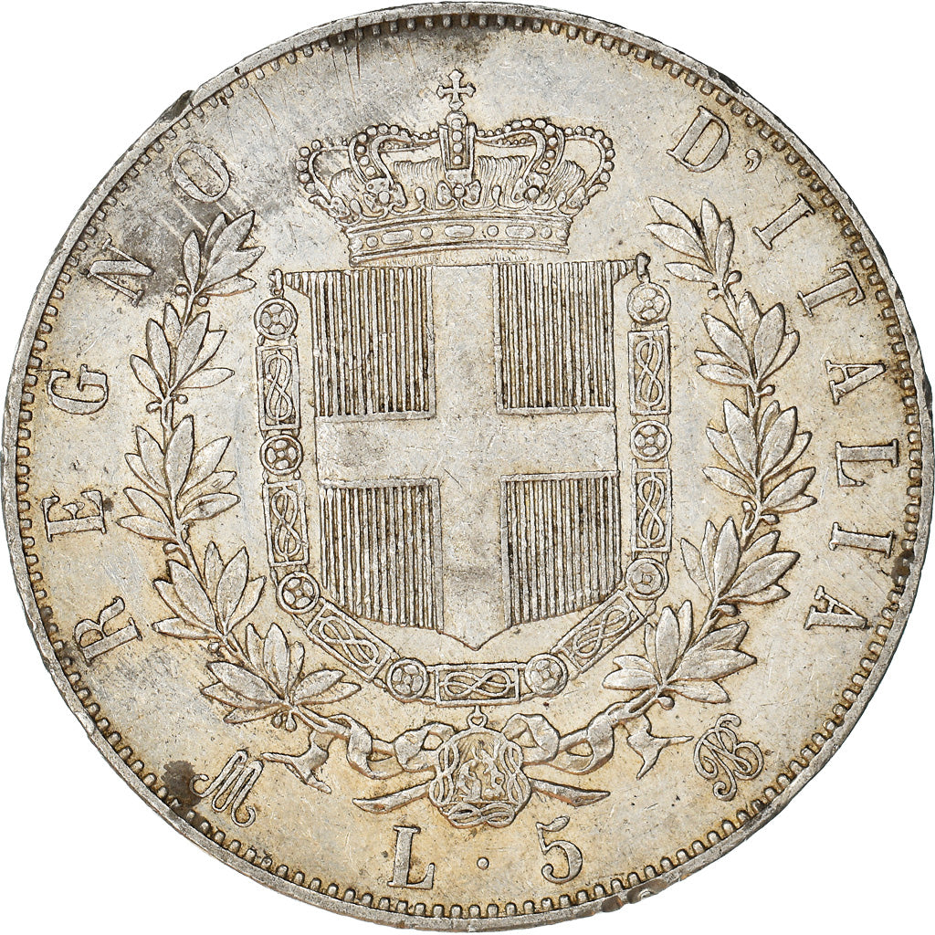 Coin, Italy, Vittorio Emanuele II, 5 Lire, 1870, Milan, AU(50-53), Silver