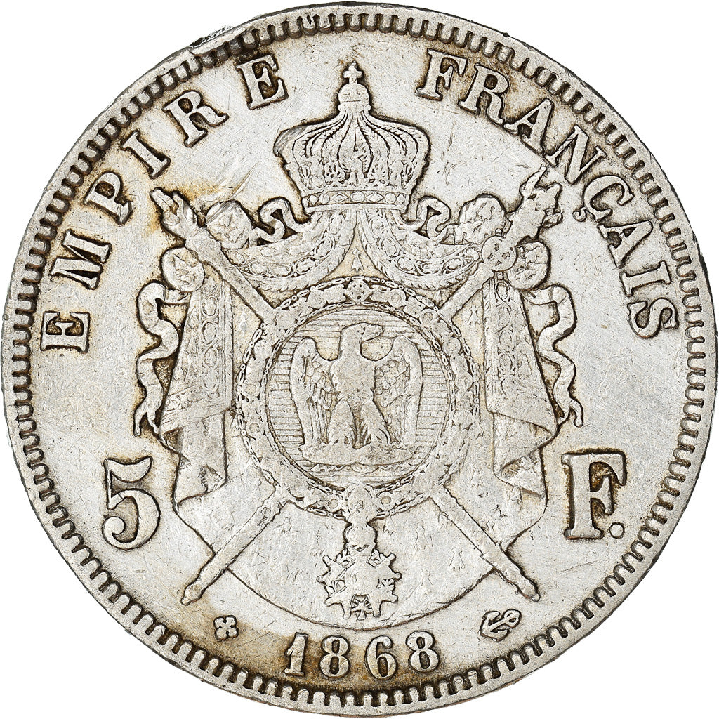 Coin, France, Napoleon III, 5 Francs, 1868, Strasbourg, EF(40-45), Silver