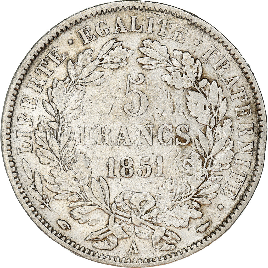 Coin, France, Cérès, 5 Francs, 1851, Paris, VF(30-35), Silver, KM:761.1