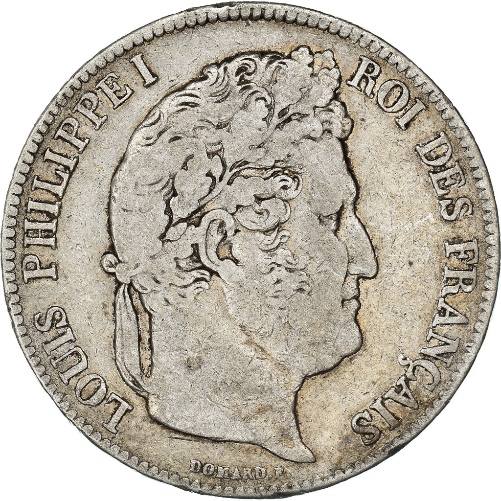 Coin, France, Louis-Philippe, 5 Francs, 1837, Rouen, VF(20-25), Silver