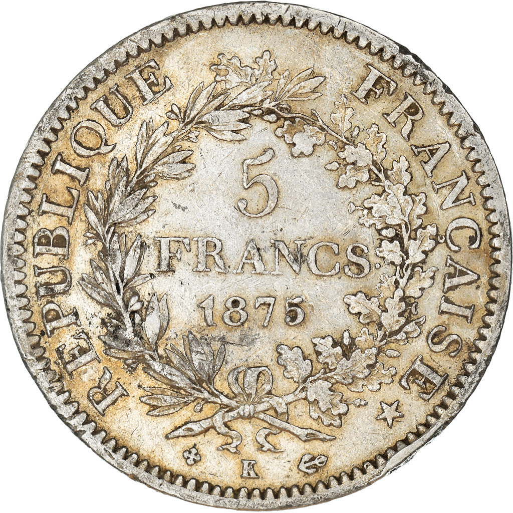Münze, Frankreich, Hercule, 5 Francs, 1875, Bordeaux, SS, Silber, KM:820.2