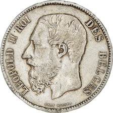 Moneta, Belgia, Leopold II, 5 Francs, 5 Frank, 1868, VF(30-35), Srebro, KM:24