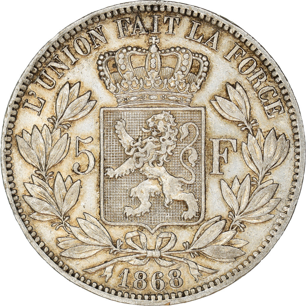 Coin, Belgium, Leopold II, 5 Francs, 5 Frank, 1868, EF(40-45), Silver, KM:24