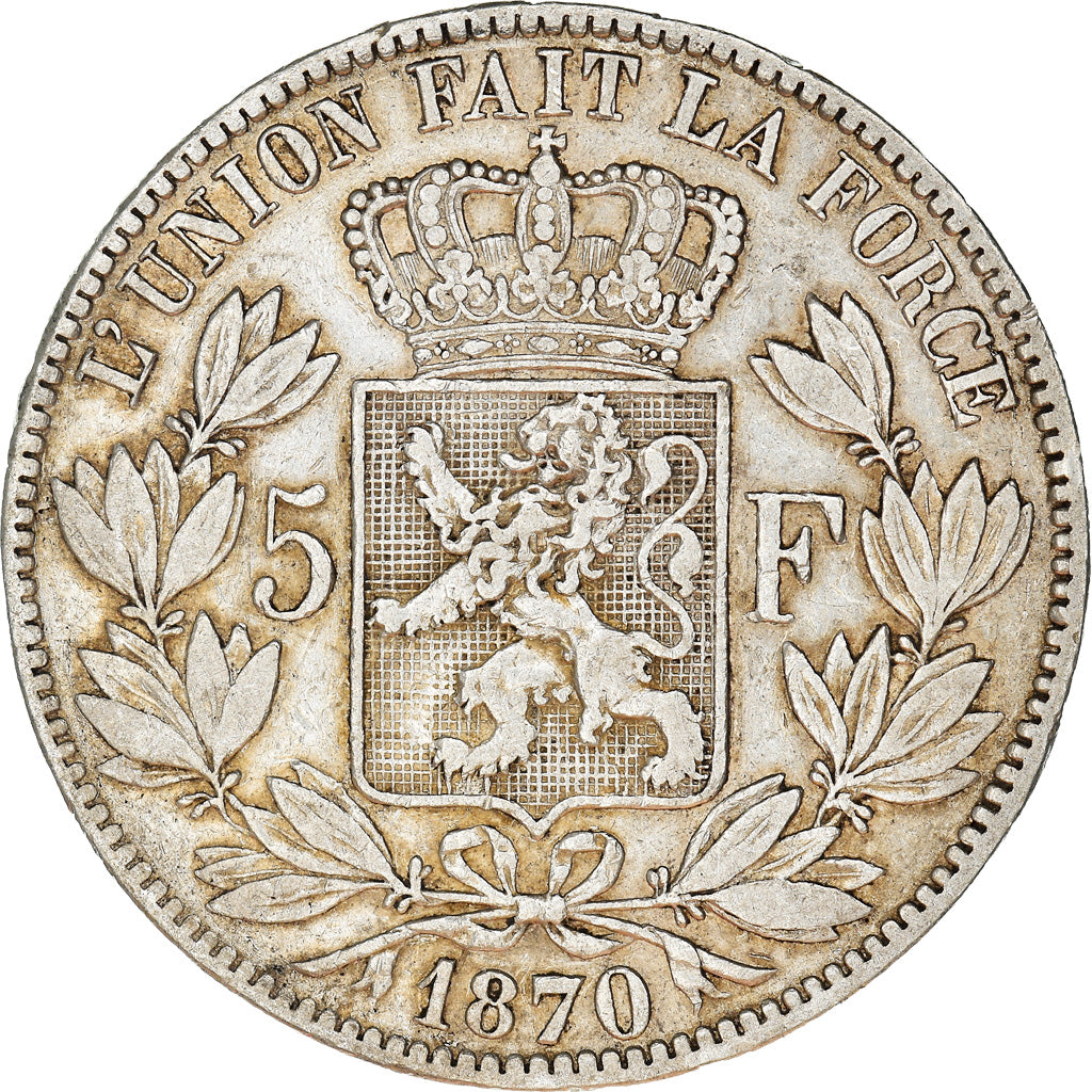 Coin, Belgium, Leopold II, 5 Francs, 5 Frank, 1870, EF(40-45), Silver, KM:24