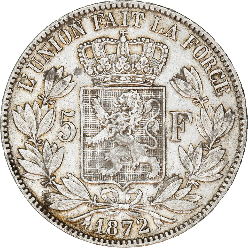 Coin, Belgium, Leopold II, 5 Francs, 5 Frank, 1872, EF(40-45), Silver, KM:24
