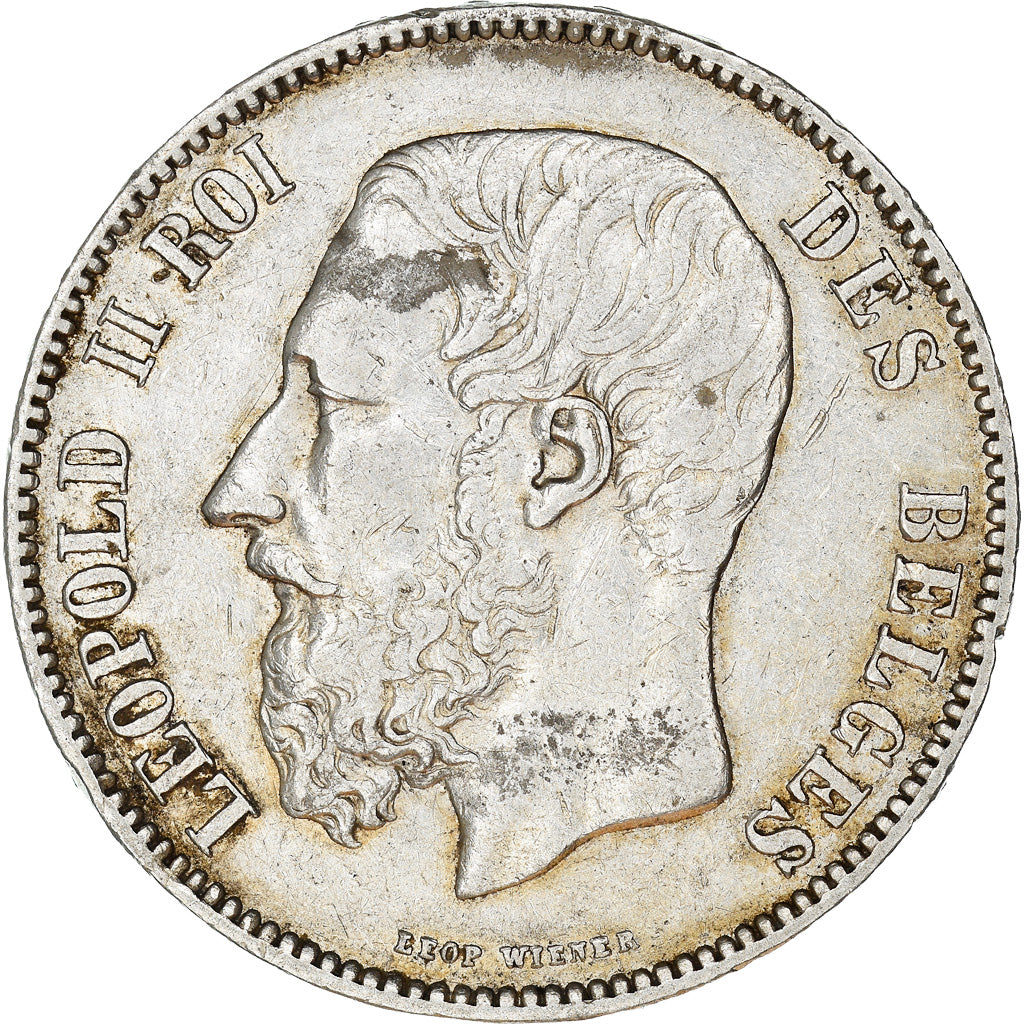 Moneta, Belgia, Leopold II, 5 Francs, 5 Frank, 1873, EF(40-45), Srebro, KM:24