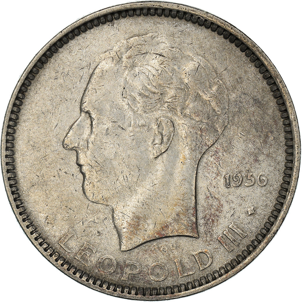Coin, Belgium, 5 Francs, 5 Frank, 1936, AU(50-53), Nickel, KM:109.1